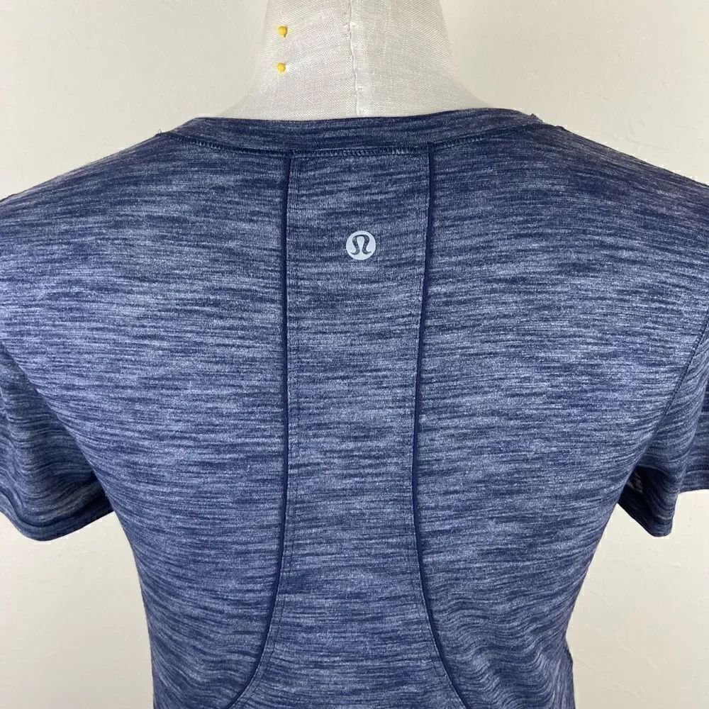 Lululemon Long Distance Short Sleeve Tee - Heathered Deep Navy - Picture 7 of 7